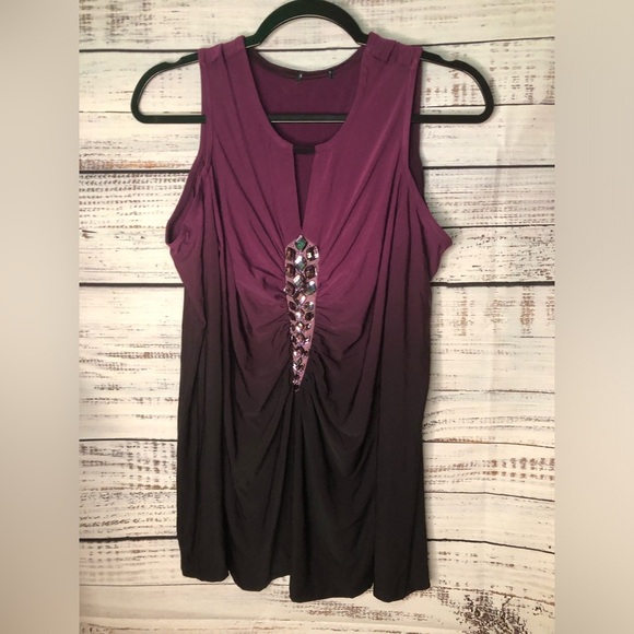 Multicolored Ruched Embellished Cold Shoulder Top - Picture 2 of 13